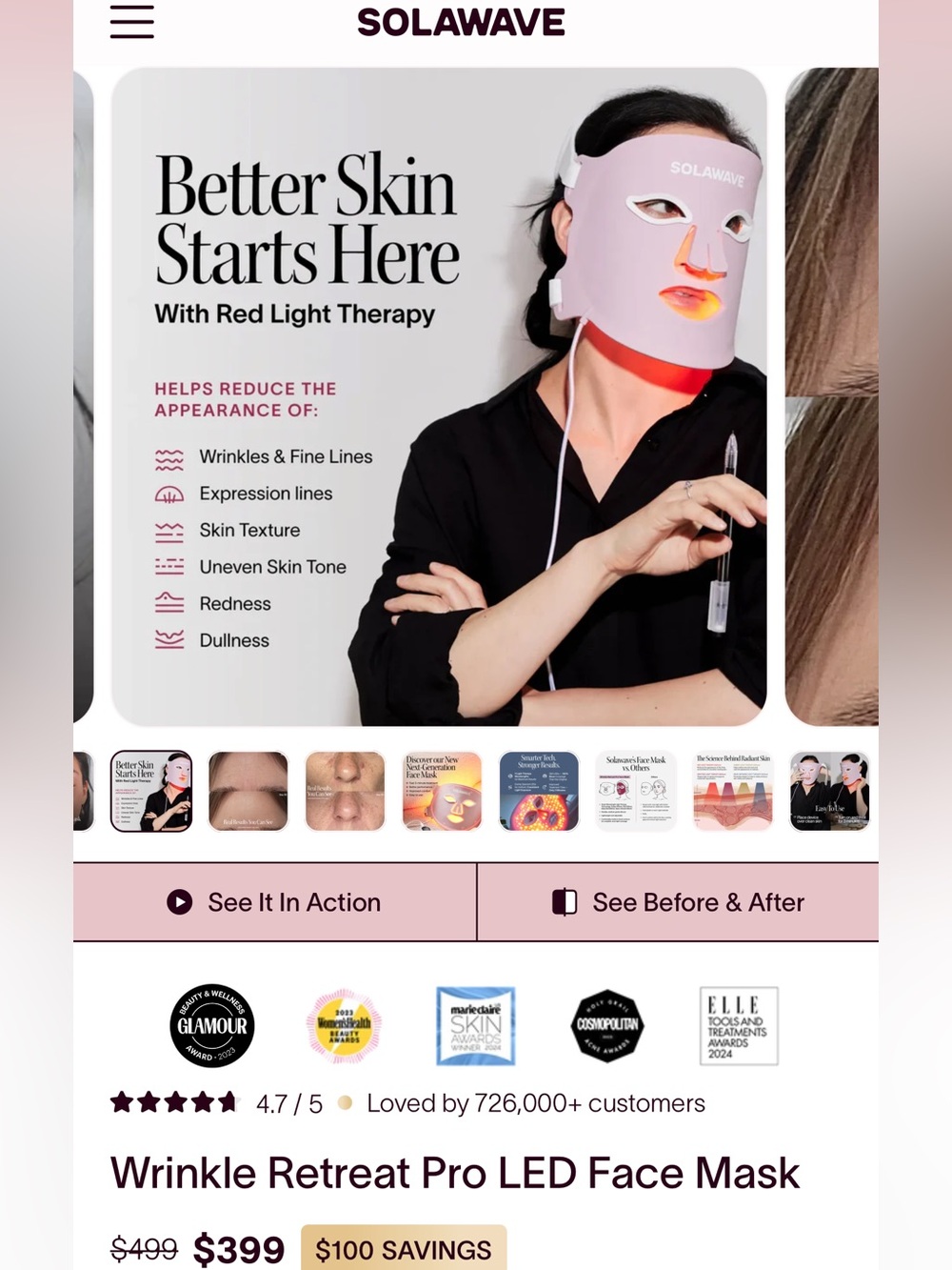 Solawave Light Therapy Mask - Picture 2 of 13
